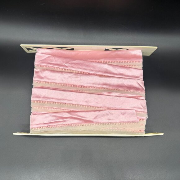 Vintage Pink Satin Ribbon Trim Edging Lingerie White Fabric Sewing Crafting READ - Picture 2 of 9